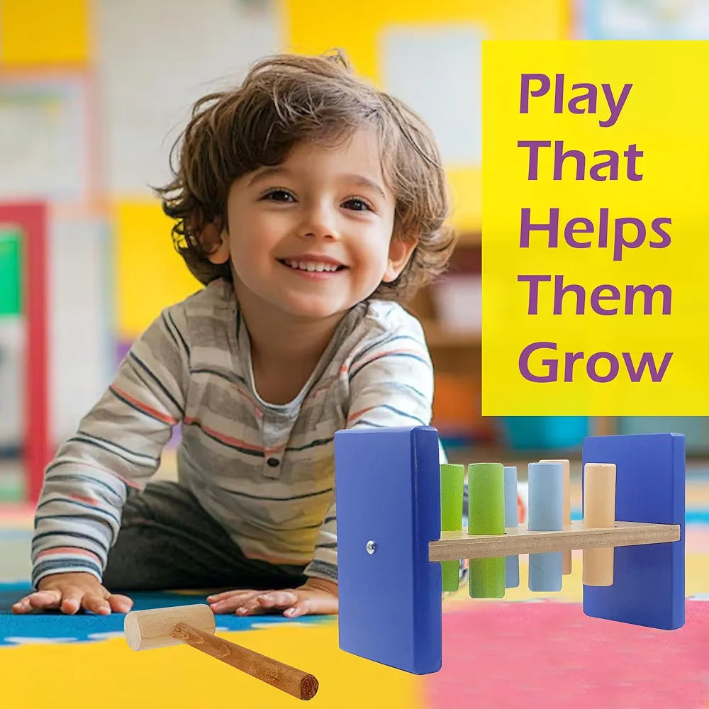 Tantrums Cobbler Bench 6 Pegs with Hammer to Build Hand Eye Concentration Motor Skills Cause and Effect - Kids