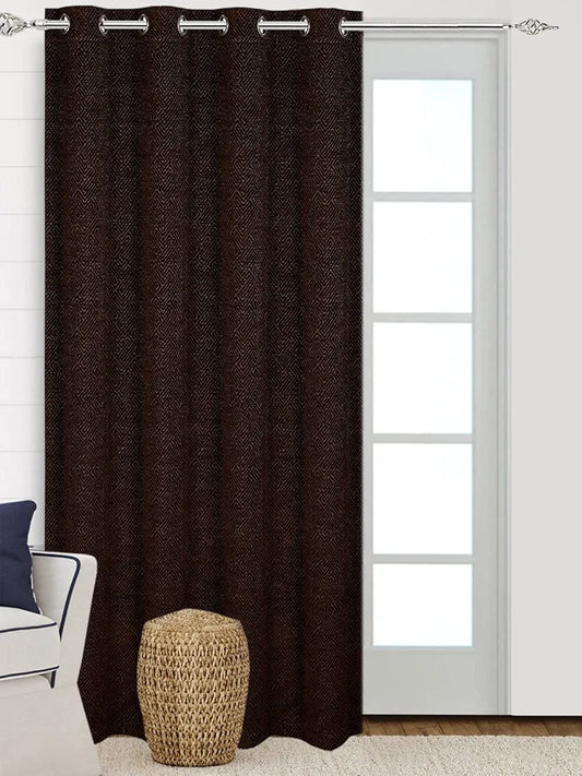 Saral Home Pacman Chenille Blackout Long Door Curtains 1pc Colour Brown
