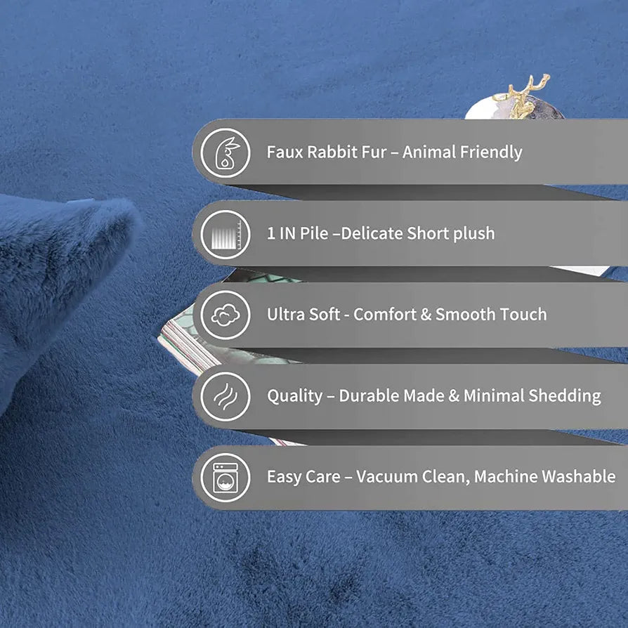 Luxe Home International Ruffle Bath Runner Rabbit 2 X 5 Ft Colour Blue