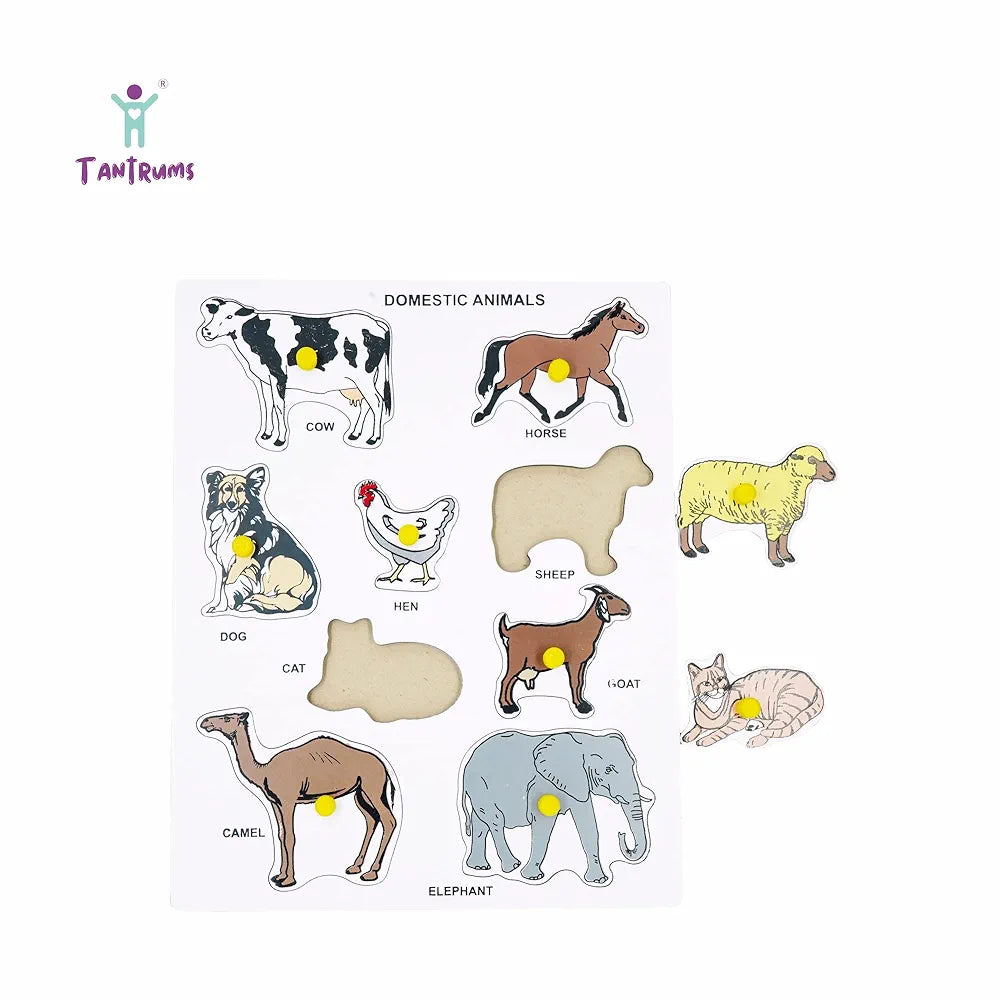 Tantrums Preschool Domestic Animal Puzzle for Learning variousDomesticated Animal with Pictures| Education Puzzle Learning Aid for Kids_Multicolor