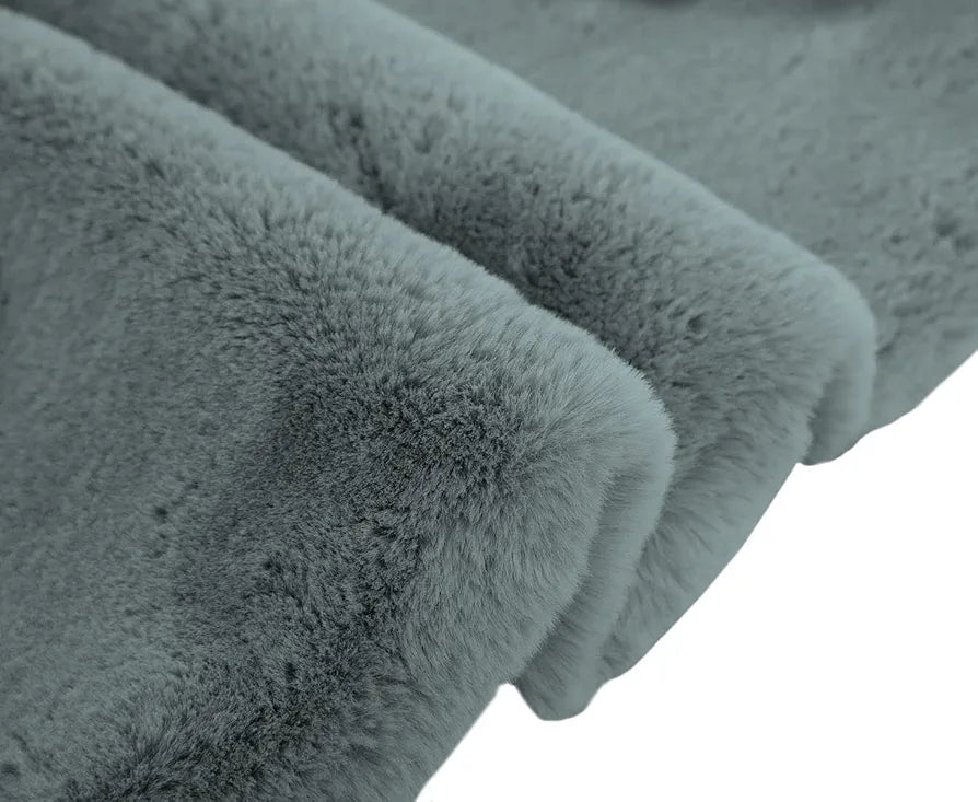 Luxe Home International Ruffle Bath Runner Rabbit Fur 1000 GSM Super Soft Anti Skid Rug for Bedroom 2 X 5 Ft Colour Grey
