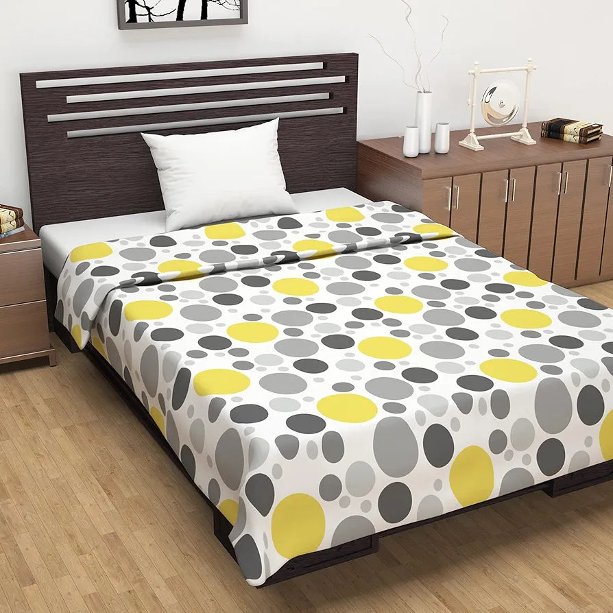 Divine Casa 100% Cotton All Season Calming Patch Single AC Dohar Blanket Lightweight for Winter Traveling Quarry TC - 120