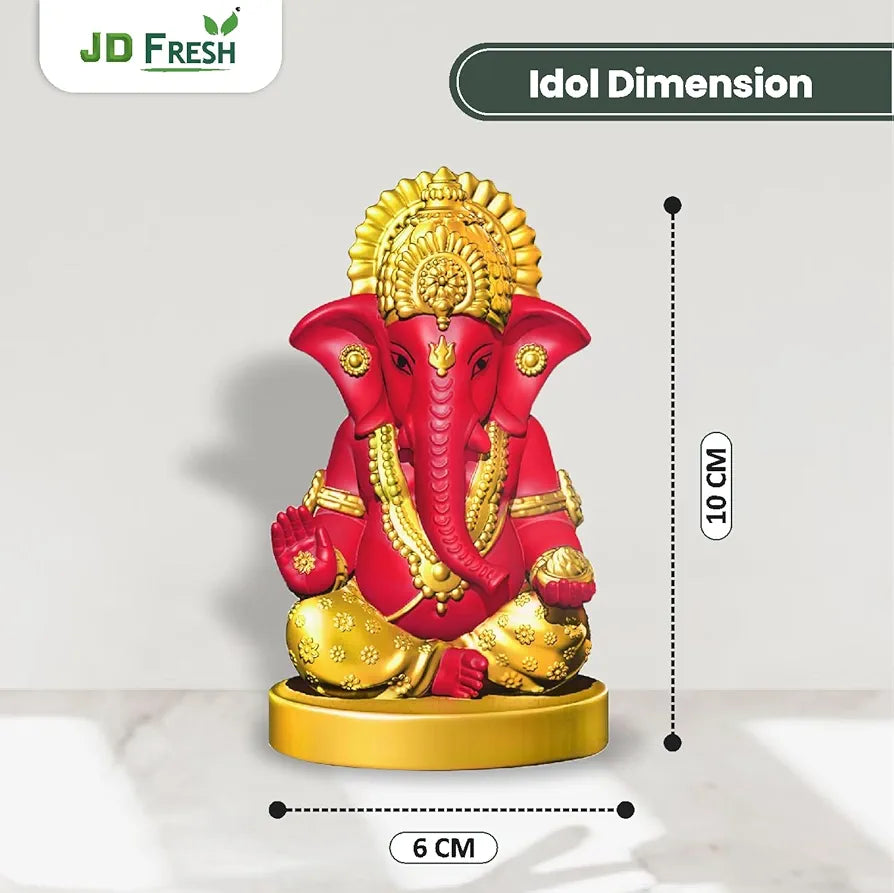Jd Fresh Resin Ganesh Idol For Home - Red