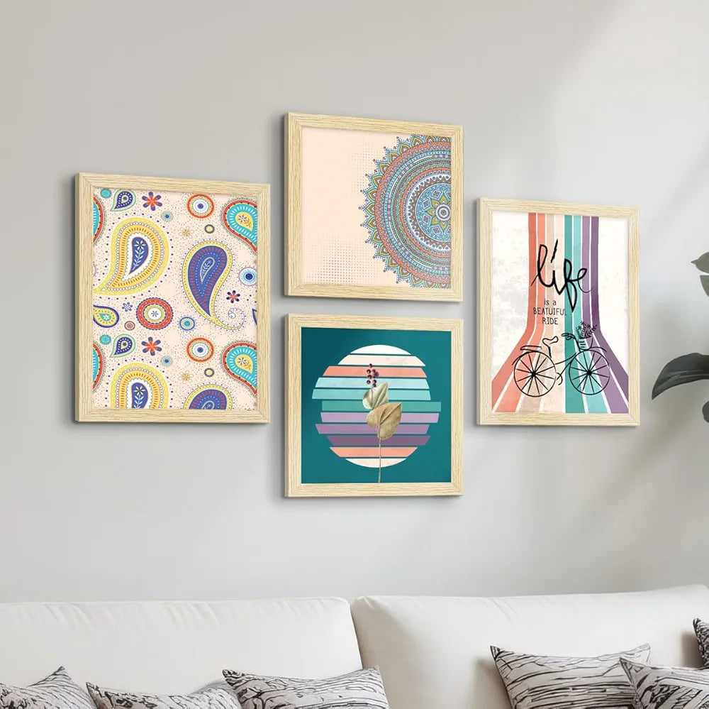 ArtX Paper Abstract Big Wall Art Frame Painting Multicolor Set of 4