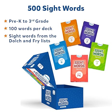 Skillmatics Flash Cards 500 Sight Words for Preschool (Pre-K) Kindergarten 6 Unique Games