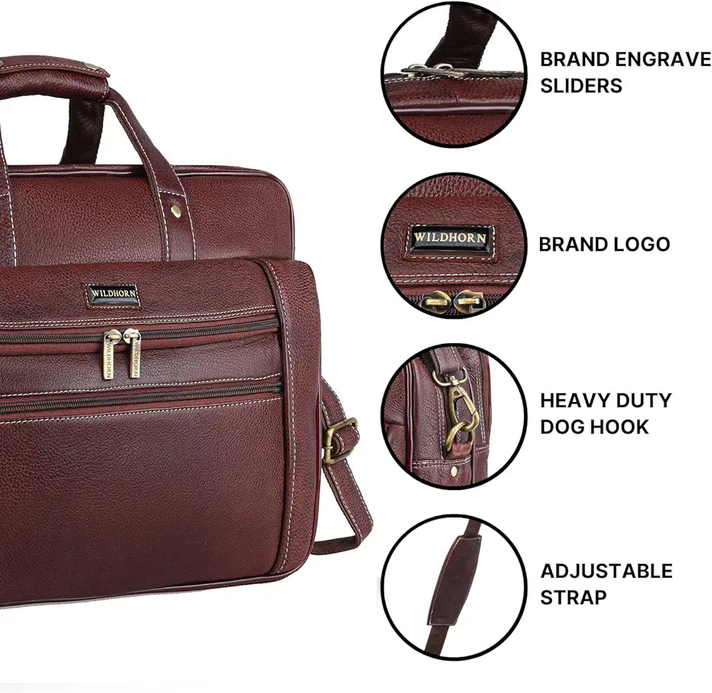 WildHorn Leather 15.5 inch Laptop Messenger Bag for Men