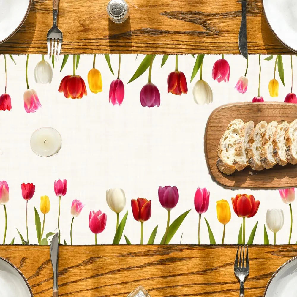 Ishro Home Premium Table Runner Colour Blooming Tulip