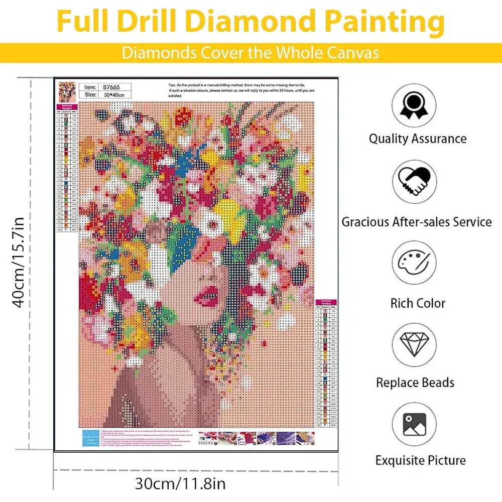 HASTHIP® Diamond Painting Kit for Adults & Kids,Diamond Art Kits for Adults,DIY Canvas Flowers Painting Kits Suitable Home Leisure and Wall Decoration Gift Kids and 12x16inch