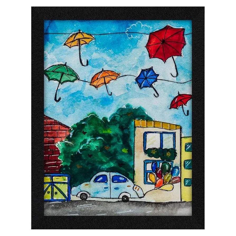 ArtX Paper City B0B1J31DRK Watercolor Frame Wall Art Painting