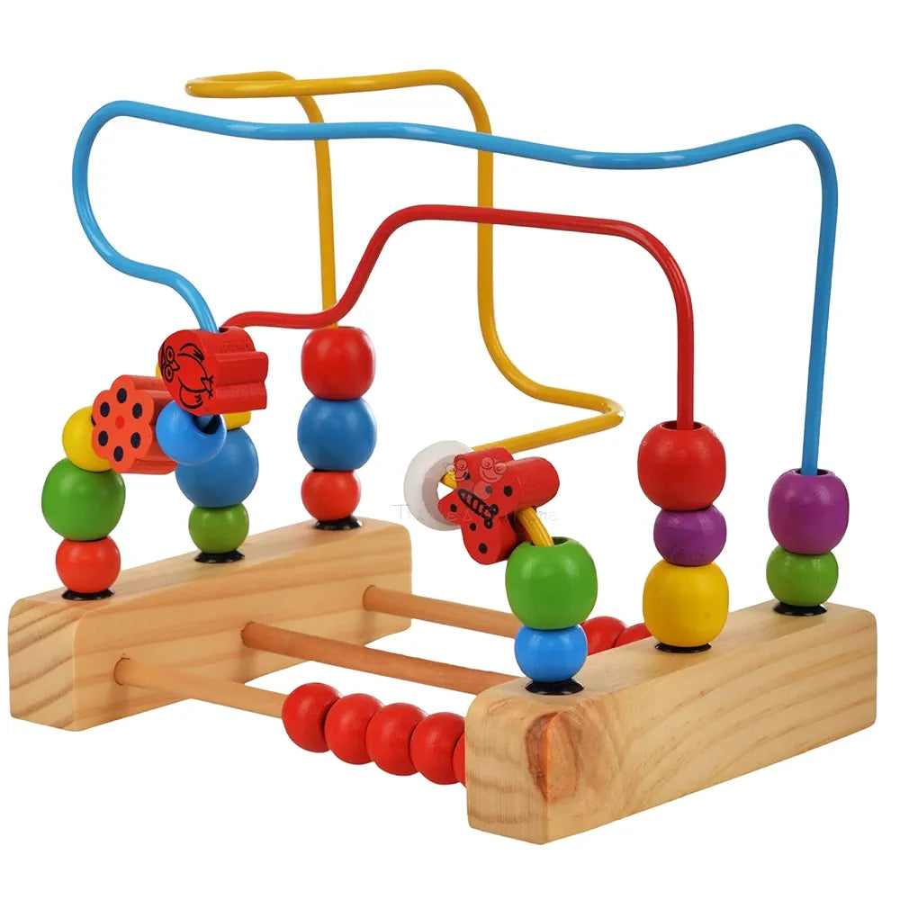 Trinkets & More - Wooden Beads Maze Puzzle Game Roller Coaster Toddler Large Abacus Learning Activity Centre Kids Educational Toys 12 Months+