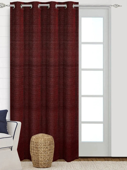 Saral Home Pacman Chenille Blackout Long Door Curtains 1pc Colour Maroon