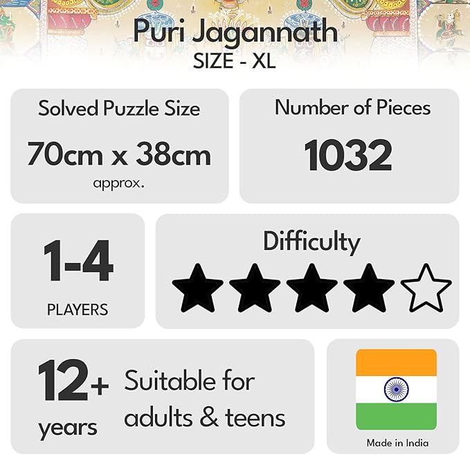 91 Knots Lord Jagannath, Subhadra and Balabhadra 1000 Pieces Premium Wooden Jigsaw Puzzle for Adults and Kids 12+ Years