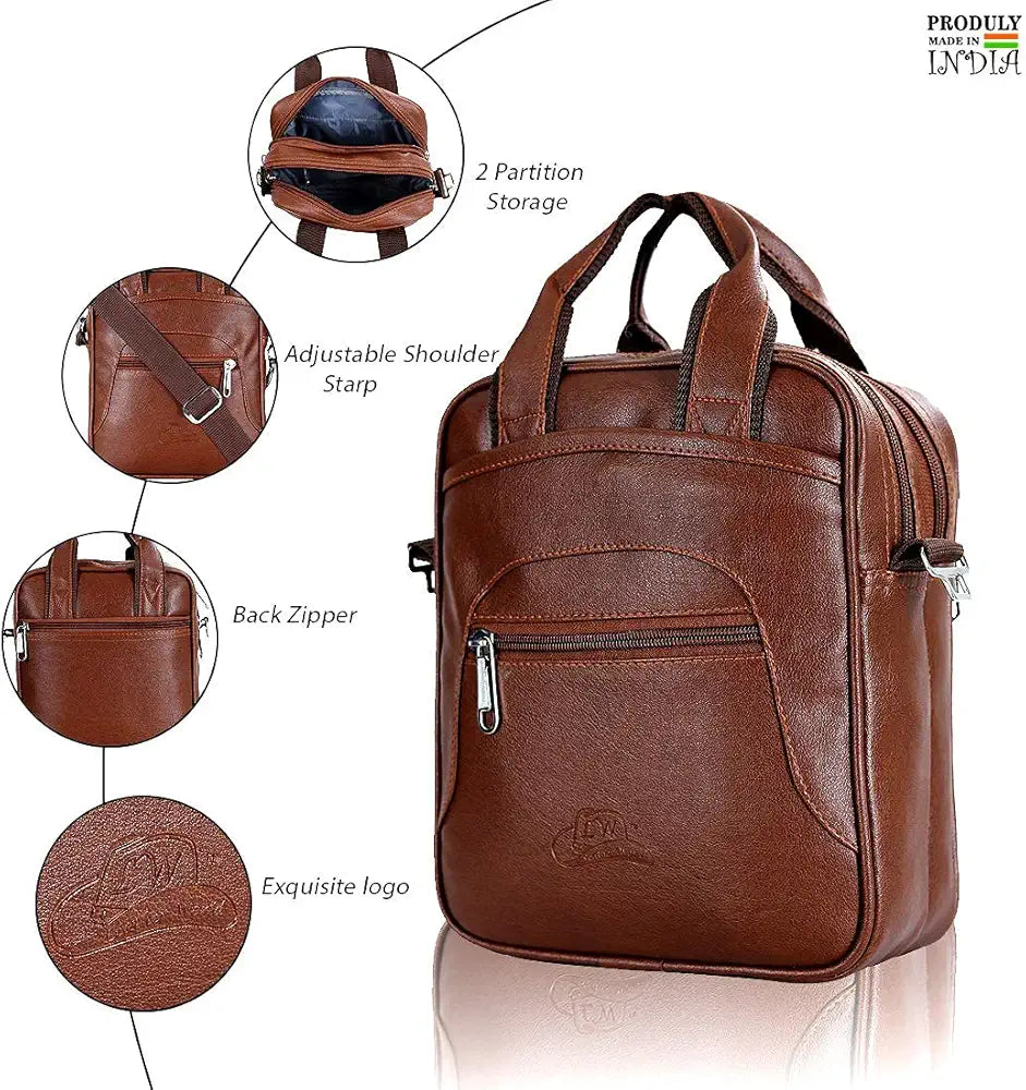 Stylish Pu Leather Men Sling Bag Messenger Cross Body Slim Bag Travel Work Office Business One Side Shoulder Bag Cash Collection for Daily Use for Men Women Satchel Bags