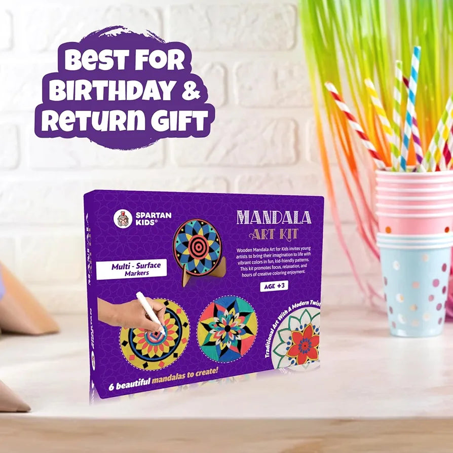 SPARTAN KIDSยฎ Mandala Art Kit Age 3+ | Create 6 Beautiful Mandalas | Art Kit with Mandala Drawing for Kids 6-12 & Craft Kit for Girls 9-12 | Mandala Art Kit for Adults