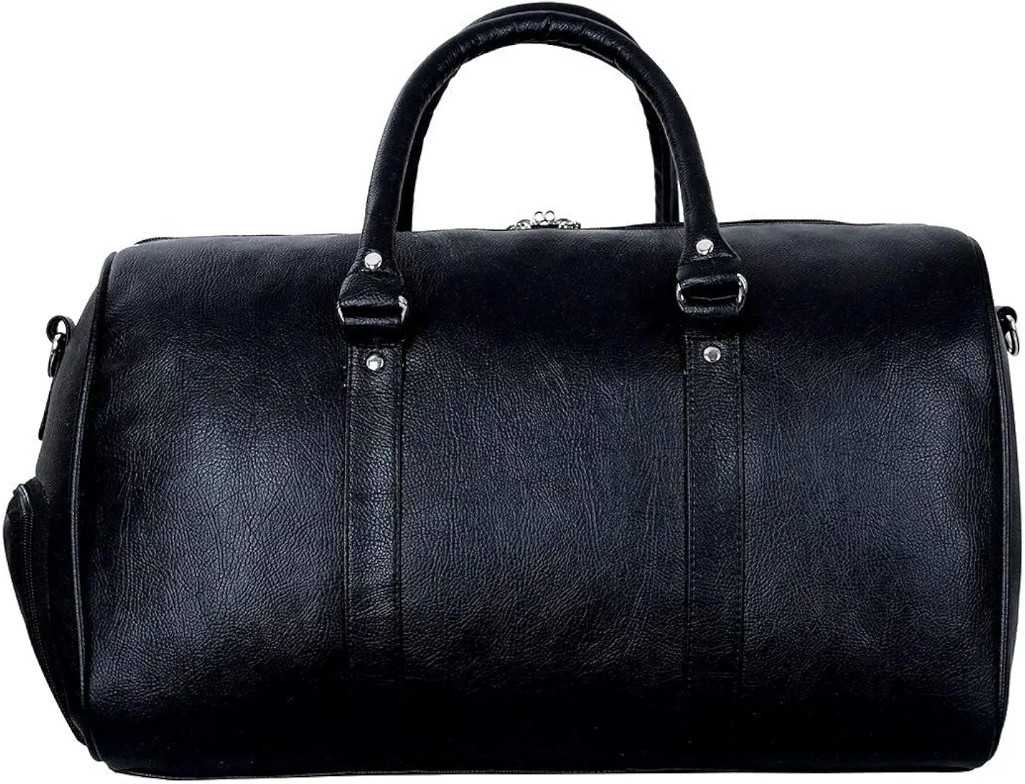 Leather World 46 L Vegan Textured Leatherette Stylish & Spacious Weekender Travel Duffle Luggage Bag with Detachable Shoulder Strap for Men & Women, Black