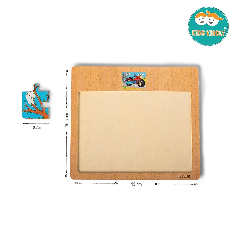 KIDS KINDLY Wooden 12 Piece Jigsaw Puzzle for Kids, Animals & Vehicle Theme Game, Promotes Fine Motor Skills, Improve Hand-Eye Coordination, Puzzle Game for Kids - 3 Years+ Random Design