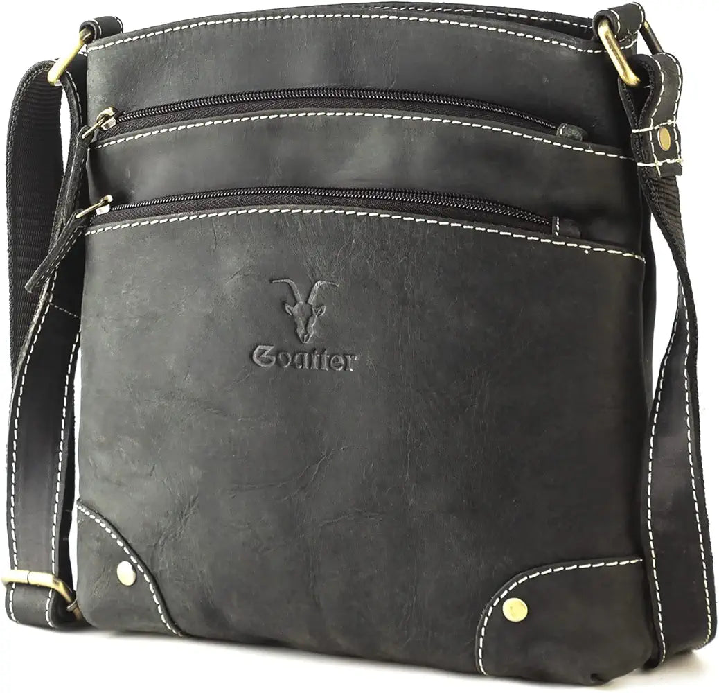 Goatter Genuine Leather 9.5" Inch Sling Cross-BodyBag for Girls And Women,