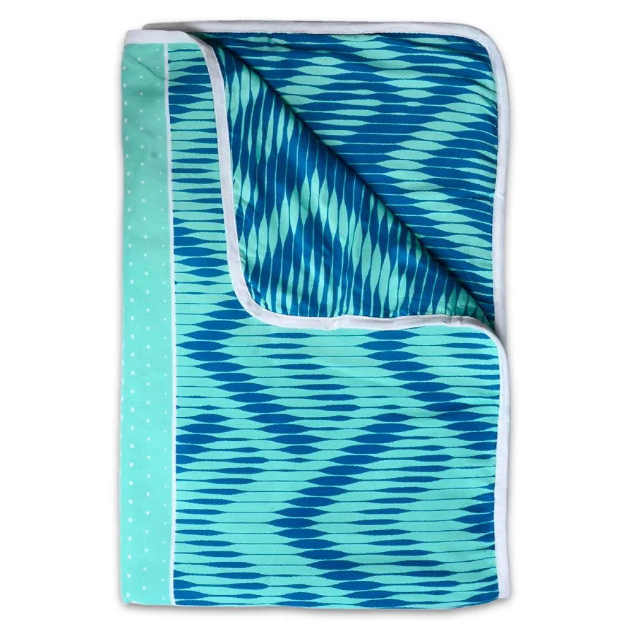 Divine Casa 120 GSM Microfiber Single Dohar Soft & Lightweight Throw Blanket Chevron Pattern Colour Aqua Chevron
