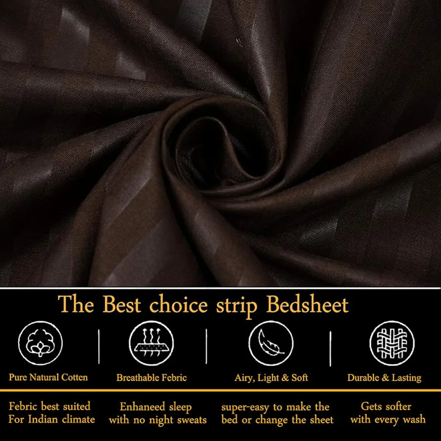 Fresh From Loom Soft Skin Safe Breathable King Size Flat Bedsheets Double Bedsheet Set with 2 Pillow Covers Coffee