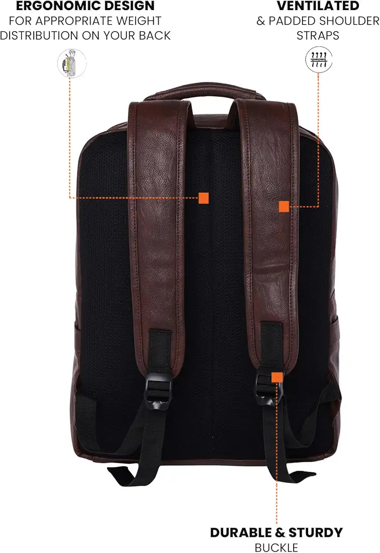 FUR JADEN Vegan Leather Stylish 15.6 Inch Laptop Backpack Travel Weekender Bag For Men Women