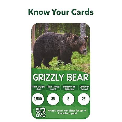 Skillmatics Trump Card & Board Game Rank & Roll Animals Memory Strategy Game