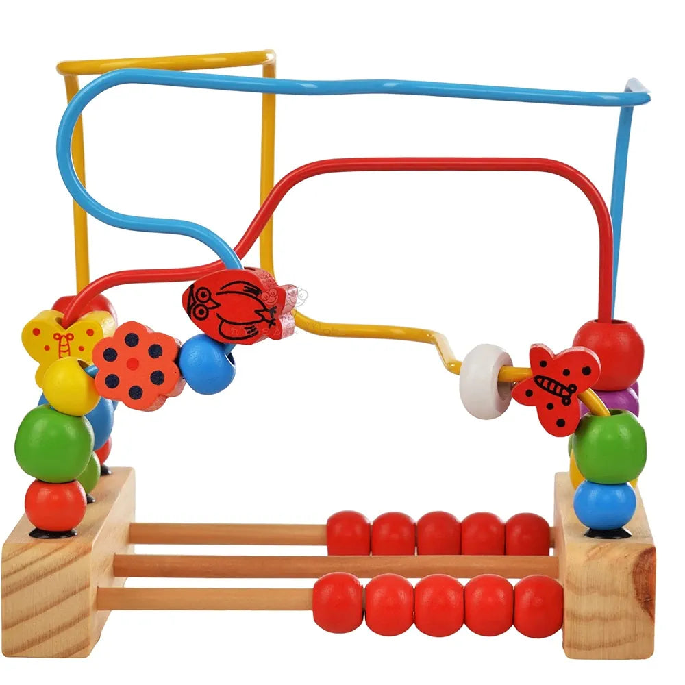Trinkets & More - Wooden Beads Maze Puzzle Game Roller Coaster Toddler Large Abacus Learning Activity Centre Kids Educational Toys 12 Months+