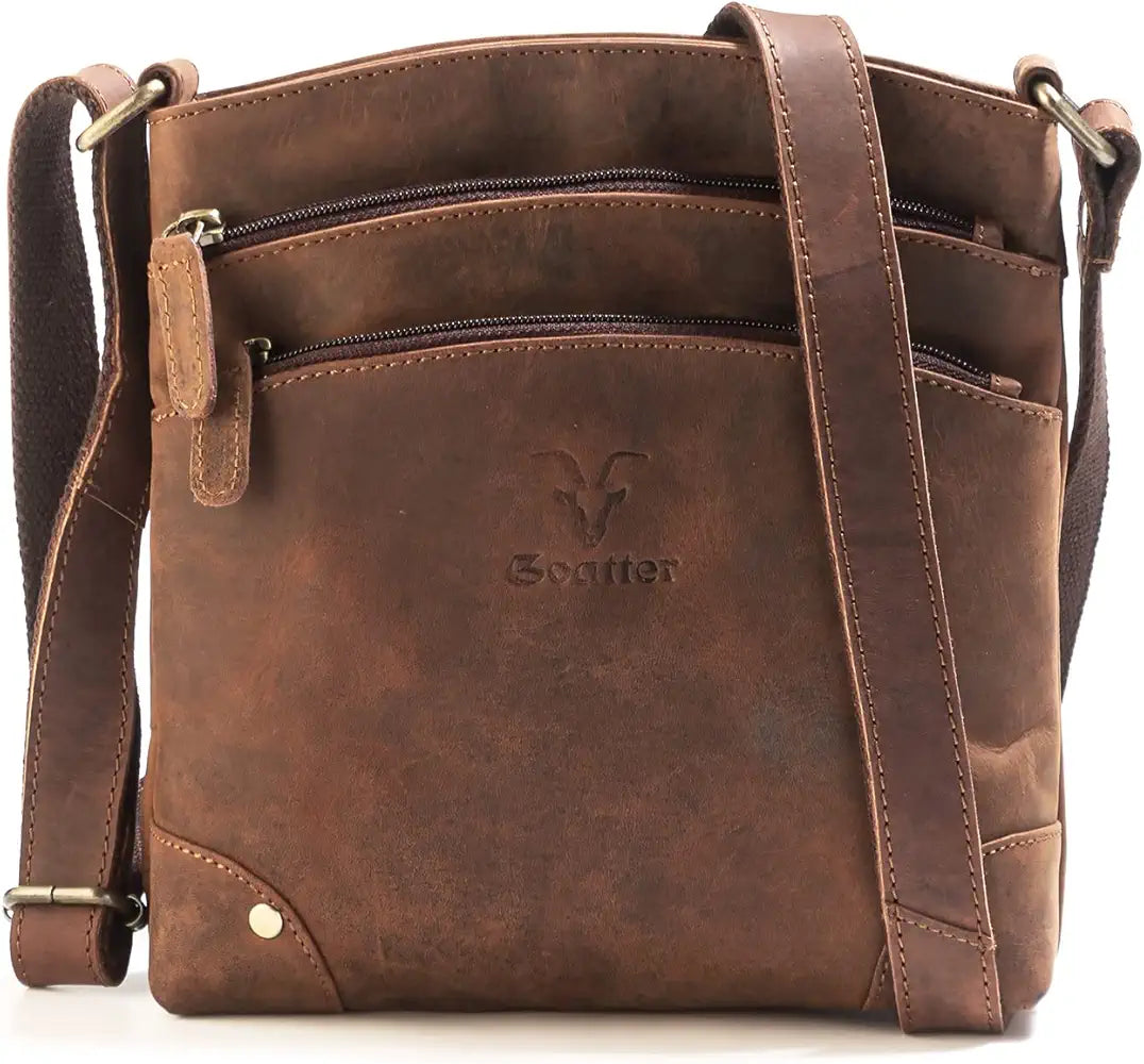 Goatter Genuine Leather 9.5" Inch Sling Cross-BodyBag for Girls And Women,