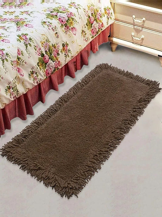 Saral Home Shaggy Soft Cotton Durable & Washable Multipurpose Bedside Runner Colour Brown