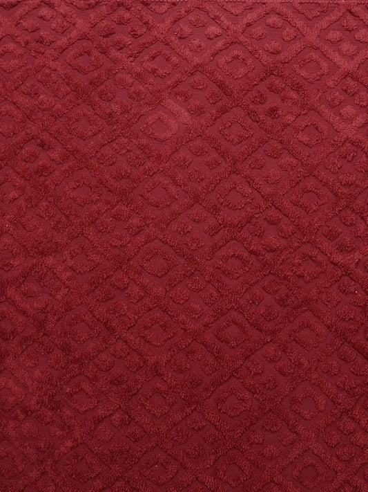 Saral Home Soft Cotton Unique Design Tufted Throw Colour Maroon