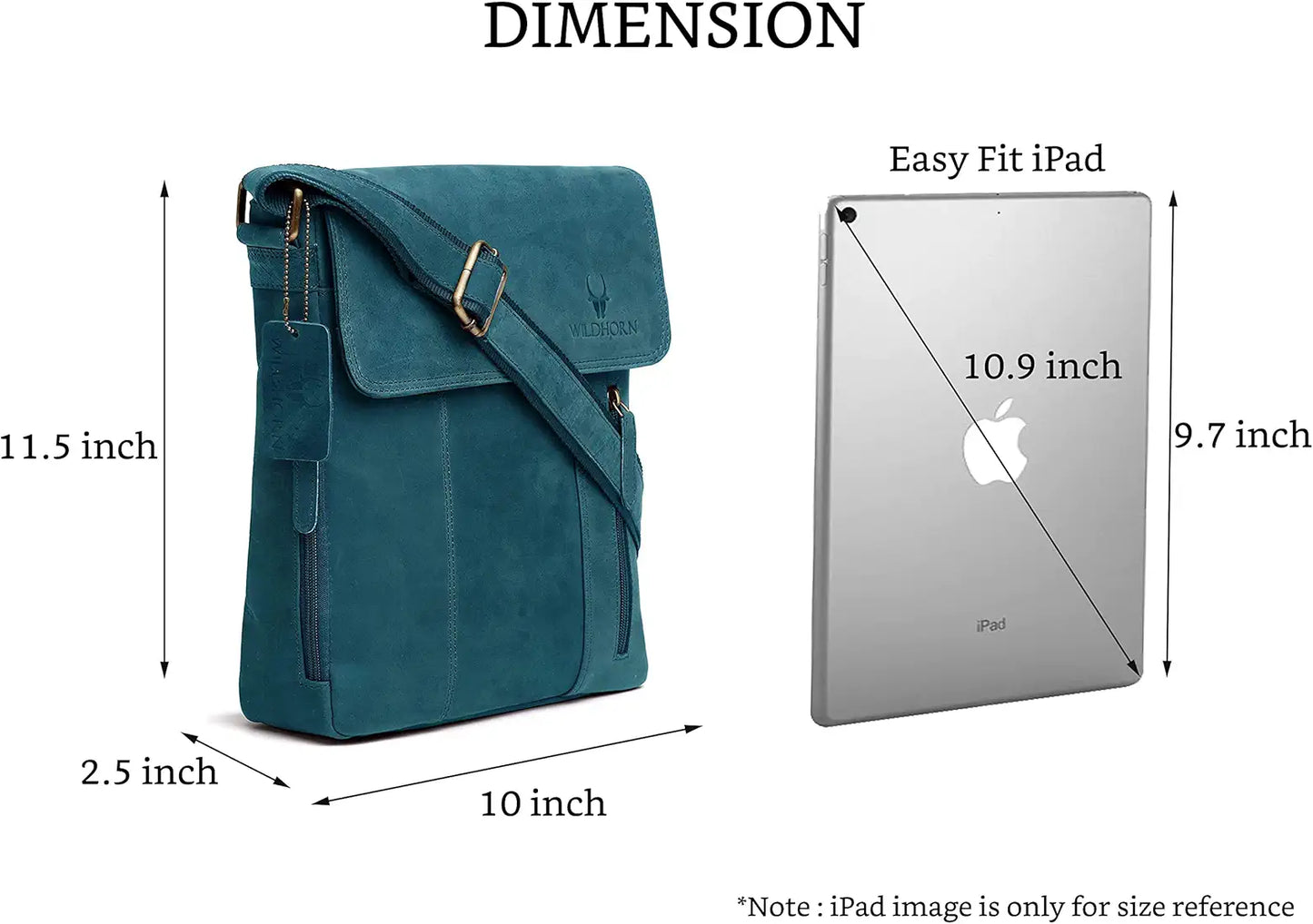 WildHorn Leather 11 inch Sling Messenger Bag for Men I Multipurpose Crossbody Bag I Travel Bag with Adjustable Strap
