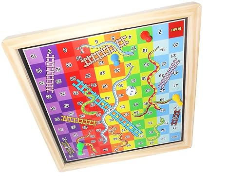 Zudo Toys Ludo Snakes & Ladders Wooden Magnetic Board Game 2-Pack Two Game Set in One