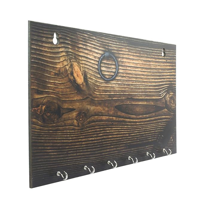 Ecraftindia Abstract Theme Wooden Key Holder With 6 Hooks