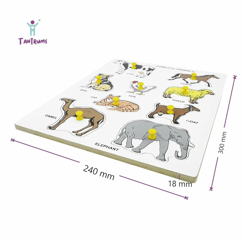 Tantrums Preschool Domestic Animal Puzzle for Learning variousDomesticated Animal with Pictures| Education Puzzle Learning Aid for Kids_Multicolor