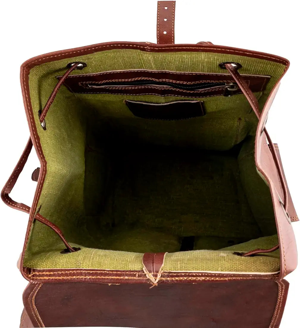 Goatter Genuine Leather Vintage Style 18" Inch Unisex Backpack for Travel Hiking Camping Rucksack,