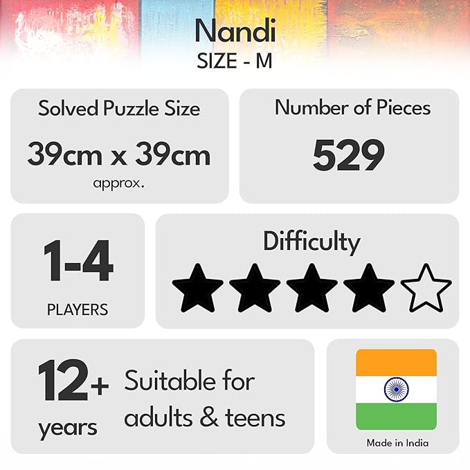 91Knots Mystical Bull Nandi 500 Pieces Premium Wooden Jigsaw Puzzle for Adults and Kids 12+ Years | Indian Artwork Puzzle with Unique Cuts