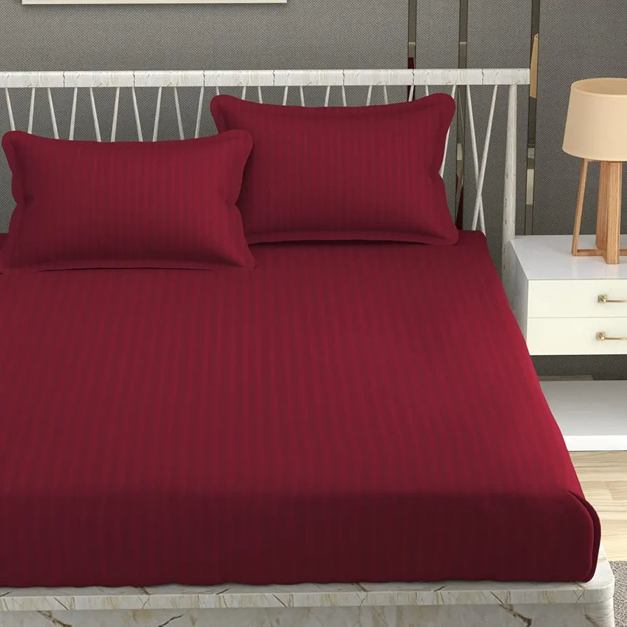 Fresh From Loom Microfiber Breathable Queen Size Double Bedsheet Set With 2 Pillow Covers 144 TC Maroon
