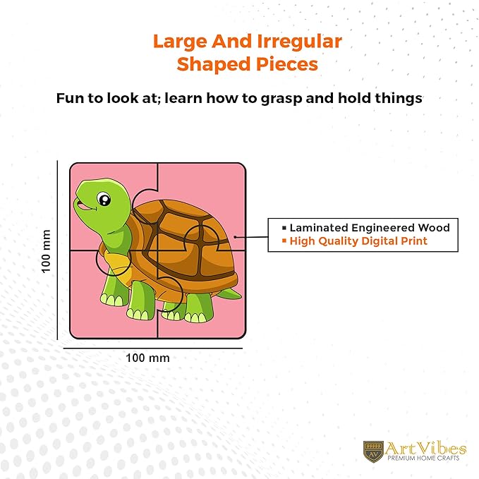 Artvibes Sea Animals Jigsaw Puzzle Games for Children & Kids Age 2-5 | Toddler's Wooden 4 Pieces Puzzle | Set of 6