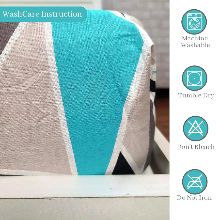 Divine Casa 144 TC 100% Cotton Abstract Print Blue Ultra Soft Fitted Bedsheet Single Bed Elastic Fitted Bedsheets Single Bed Colour Crystal Teal
