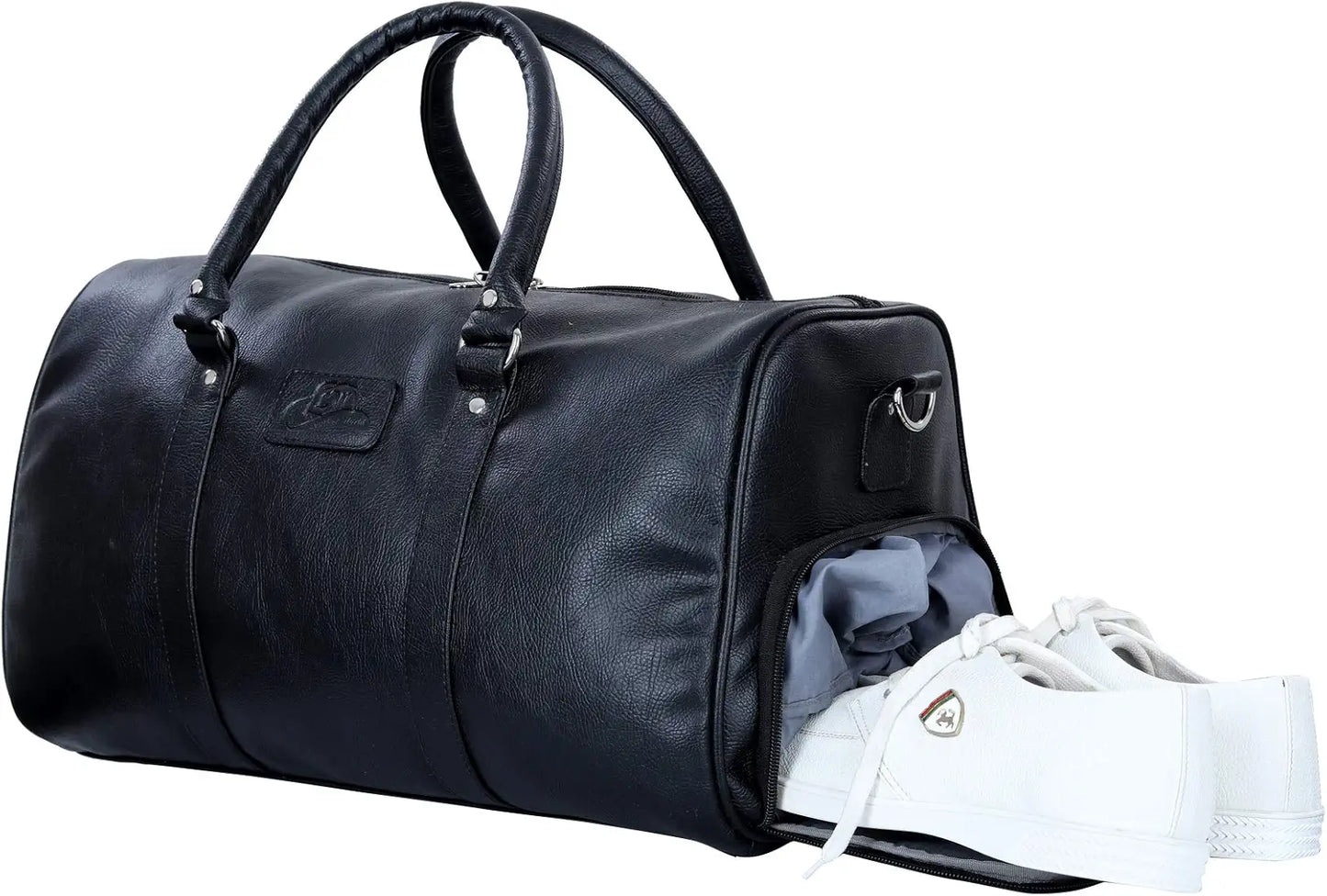 Leather World Duffle Bag for Travel with Shoe Compartment for Men and Women Made of Textured Leatherette with Detachable Shoulder Strap Cabin Bag