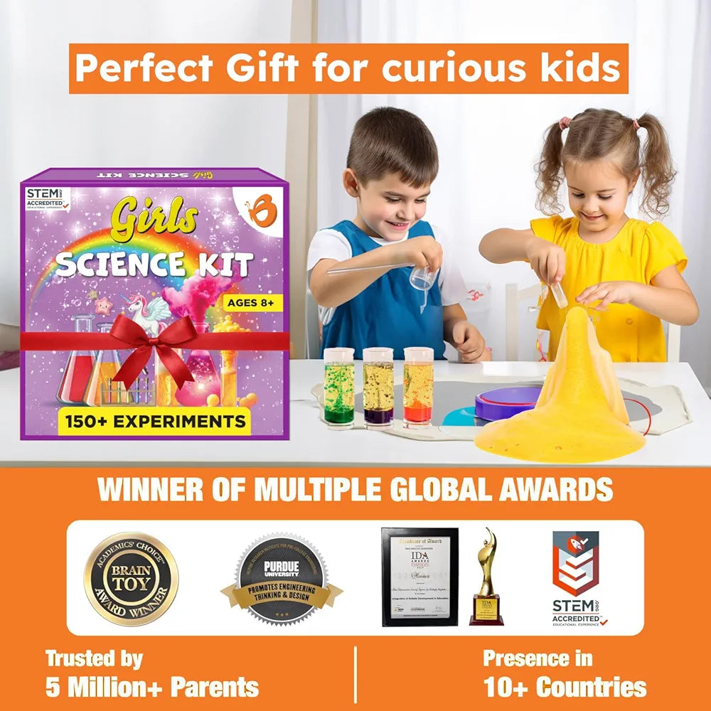 Butterfly EduFields Girls Science Kit for Kids Ages 8 9 10 11 12 Years | 150+ Science Experiment Kit | Birthday Gifts for Girls Age 8-10-12-14 | Fun STEM Learning and Educational Toys