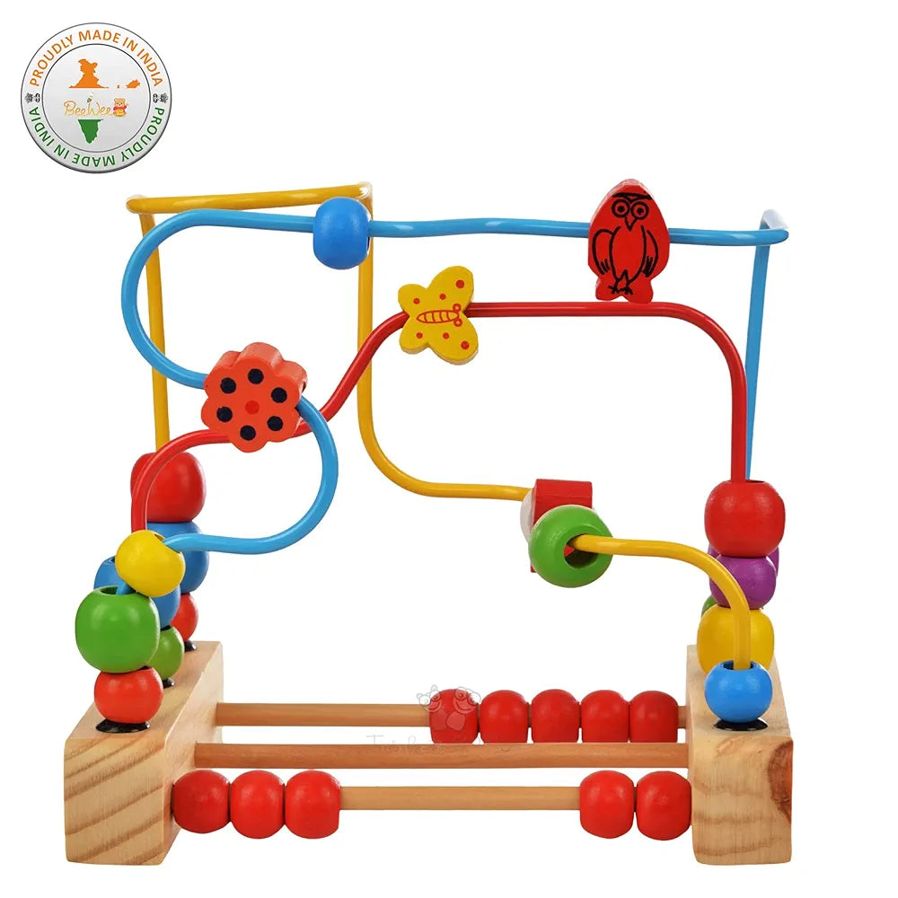 Trinkets & More - Wooden Beads Maze Puzzle Game Roller Coaster Toddler Large Abacus Learning Activity Centre Kids Educational Toys 12 Months+