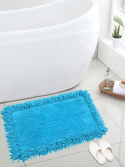 Saral Home Cotton Turquoise Shaggy Mat