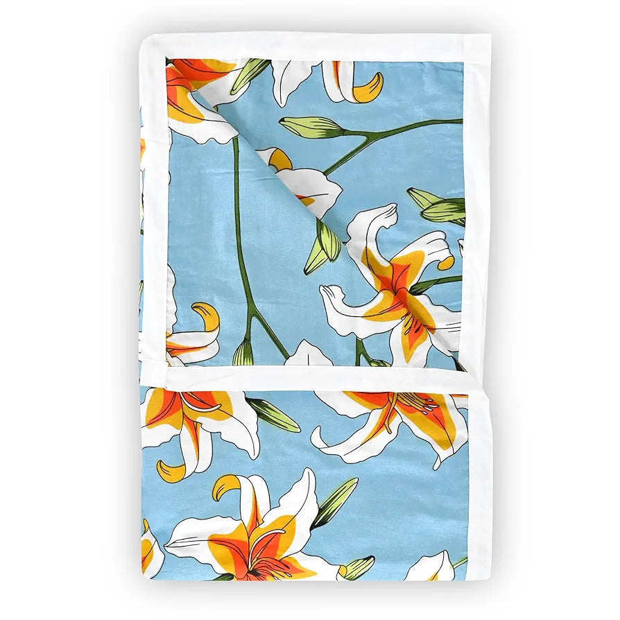 Divine Casa Floret 100% Cotton Single Dohar 120 GSM Soft & Lightweight Throw Blanket Colour Wildflower Charm