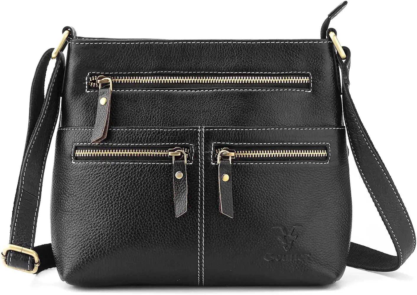 Goatter Genuine Soft Leather Multi Pocket 10" Inch Sling Cross-BodyBag for Girls And Women,