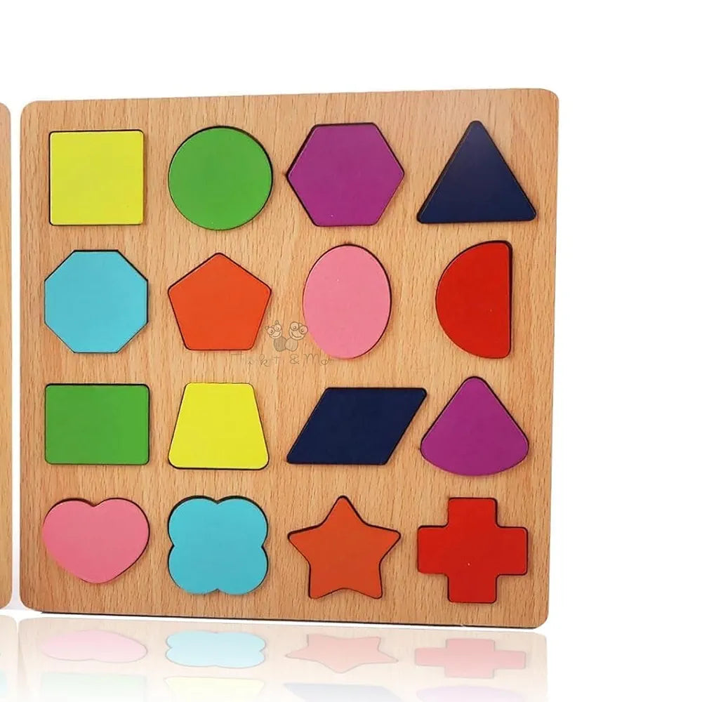 Trinkets & More Shape Puzzles Game Learning Board Montessori Toys Peg Puzzle Geometric Colour Matching for Toddlers Preschoolers Early Educational 2+ Years