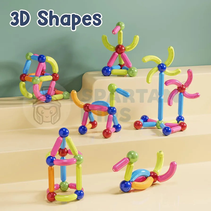 SPARTAN KIDS Magnetic Building Sticks Blocks Learning Sticks and Balls, Educational Magnet Building Blocks, Activities Toys for Toddlers, for 3+ Years Old