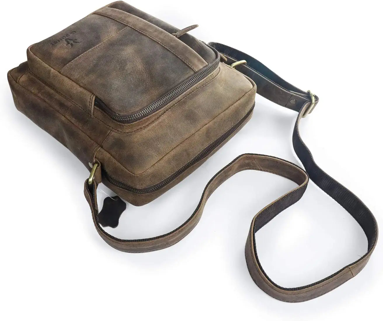 Goatter Unisex Hunter Leather Multi Pockets 11" Messenger Bag, GTHT-02