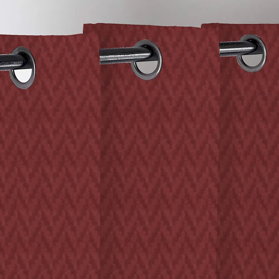 Divine Casa 5 Feet Zig Zag Design Window Curtain Lightweight Colour Maroon Polyester Panel with Metal Grommet Single Piece (Pack of 1)