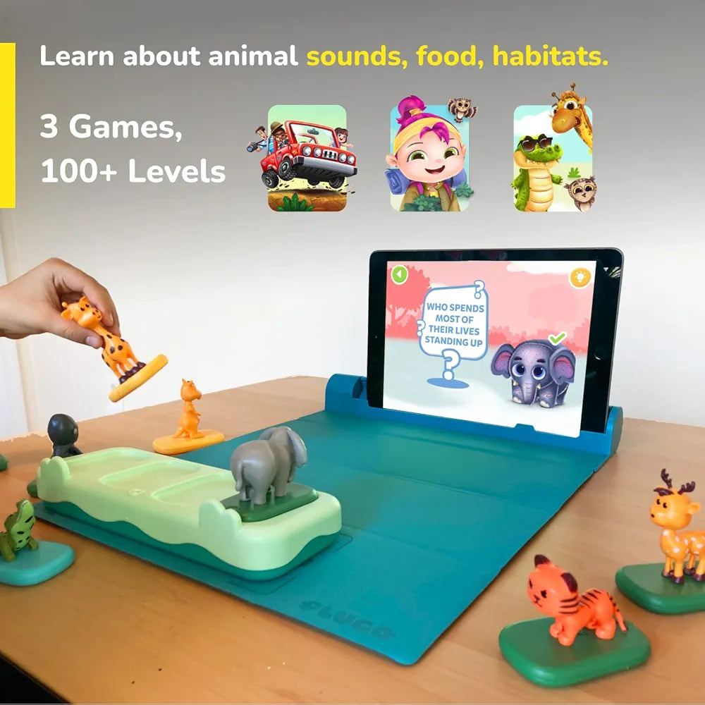 Shifu Play Plugo Animals Safari Ar-Powered Stem Toy For Kids With Rainforest, Zoo Animal Figurines -Boost Problem-Solving Skills With 3 Games, 100+ Levels, Educational Fun Learning Puzzle