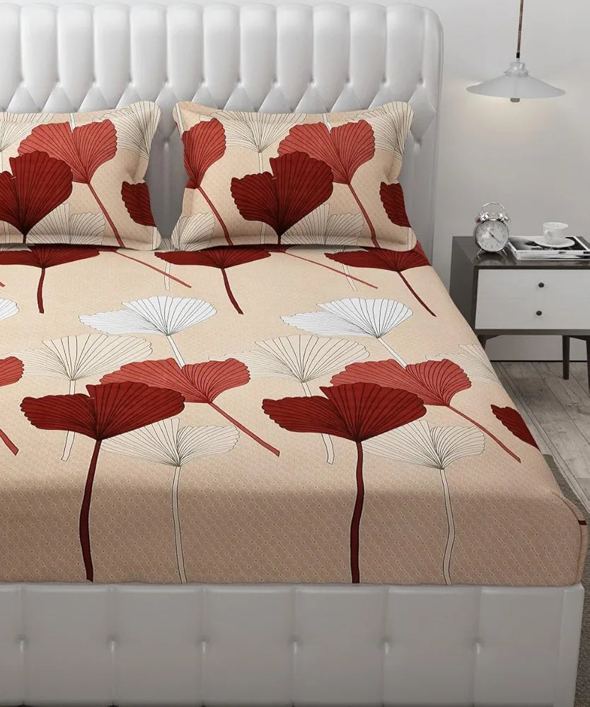 Fresh From Loom Floral King Size Bedsheet Microfiber Rotary Printed with 2 Pillow Covers Multicolor